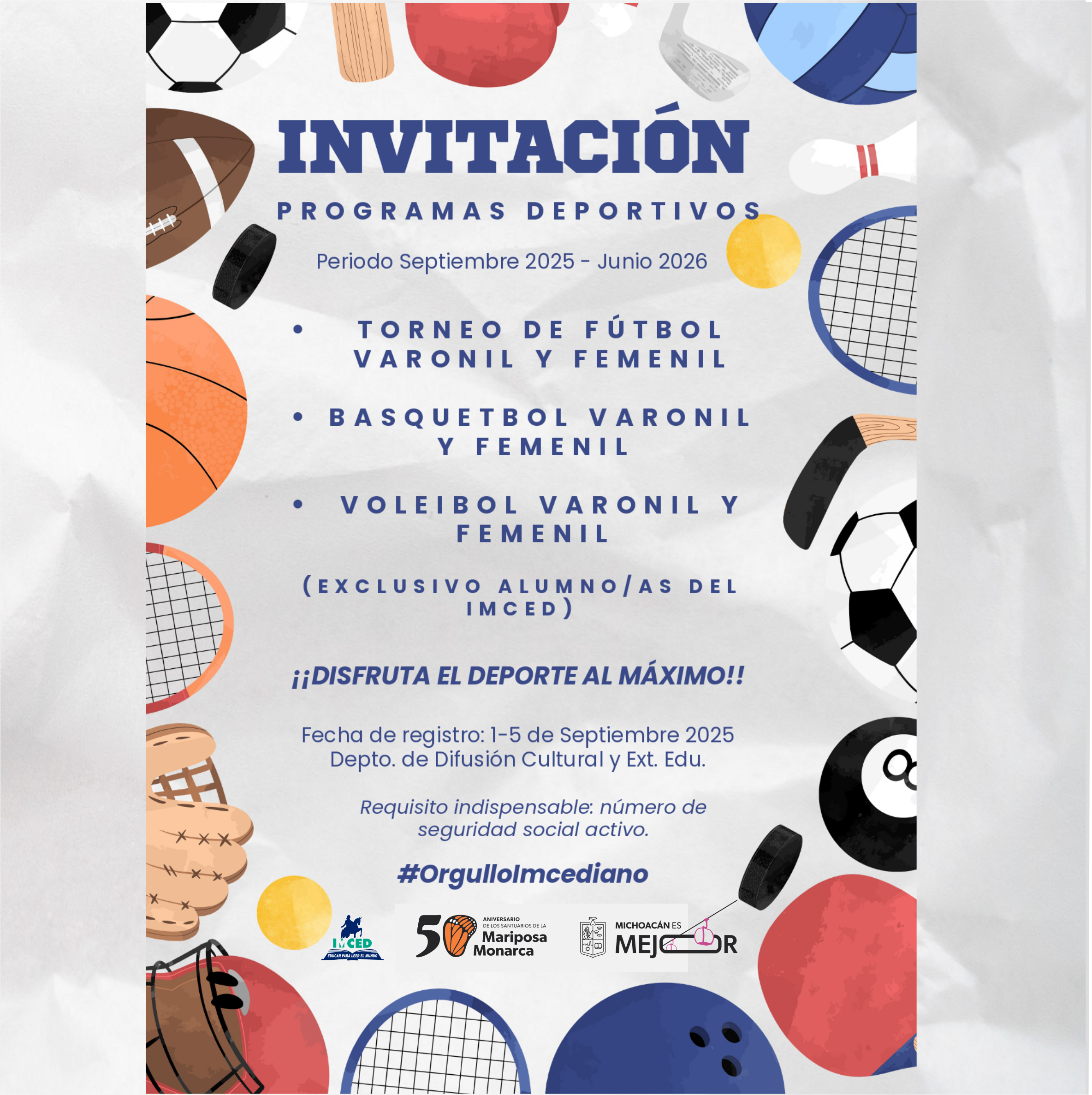 Invitación Prgramas Deportivos Septiembre 2025